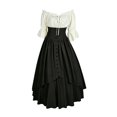 thumbnail image 2 of Renaissance Costume Women, Victorian Dress, Women Renaissance Costume Medieval High Waisted Skirt Set | 2 Piece Victorian Set,Off Shoulder Collar,Flared Sleeves,Skirt Length Up to Ankle, Black L, 2 of 6
