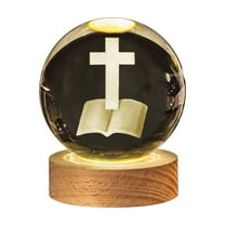 OAVQHLG3B 3D Engraved Crystal Jesus Holy Family Statue Figurine, 3D Crystal Ball Holy Family Statue Catholic with Wooden Base, Crystal Praying Hands with Jesus Christian Religious Easter Gifts