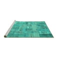 thumbnail image 2 of Ahgly Company Machine Washable Indoor Square Patchwork Turquoise Blue Transitional Area Rugs, 5' Square, 2 of 4