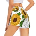 thumbnail image 2 of Uemuo Plump Sunflower And Sketch Pattern Women's Athletic Shorts High Waisted Running Shorts with Liner Pockets Gym Elastic Workout Shorts-Large, 2 of 9