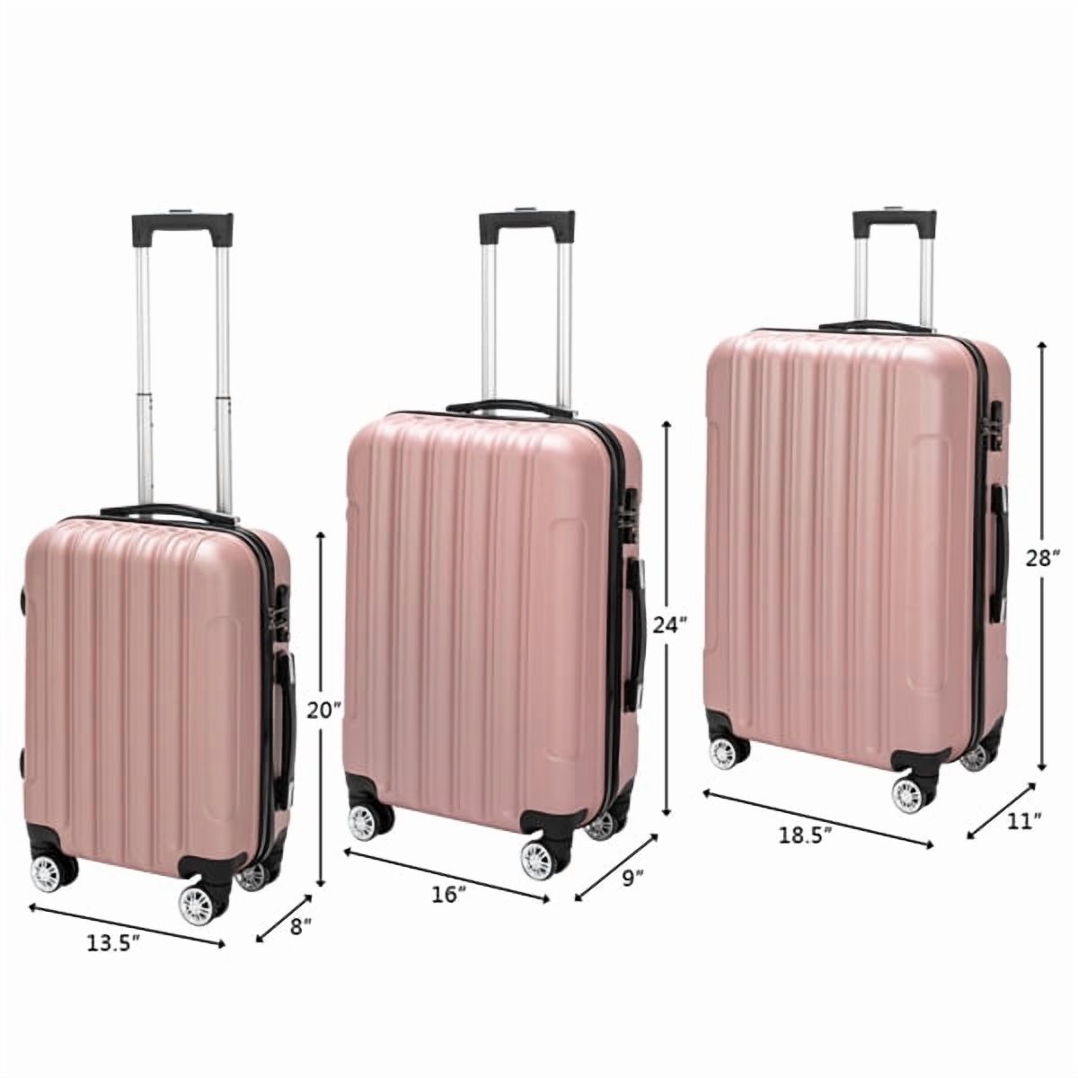 Alvantor 3-in-1 Large Capacity Travel Suitcase Set, Durable ABS+PC Hardshell Luggage with Wheels, Pink (20"|24"|28")