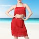 thumbnail image 1 of Conjunto De Falda De Verano Traje de falda corta de 2 piezas con borlas Traje de baile latino sin espalda para mujer (Rojo XL) Cgtredaw Para estrenar, 1 of 1