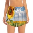 thumbnail image 2 of Honeii butterfly and sunflower print a double-layered women's running short, ideal for gym, tennis, and various activities, complete with a practical pocket-Medium, 2 of 7