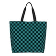 thumbnail image 1 of Easygdp Black And Teal Checkerboard Bolsas Tote para Mujer, Bolsos de Hombro para Viaje, Bolsos de Mano de Gran Capacidad para Compras y Trabajo, 1 of 8