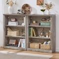 thumbnail image 7 of Buildhom 2pc 43" Tall Farmhouse Bookshelf, 3-Tier Solid Wood Bookcase with Adjustable Shelves for Living Room & Office, Grey, 7 of 7