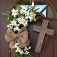 thumbnail image 5 of Purple Easter Wreath with Cross and Bow for Front Door, Rustic Grapevine Spring Holiday Door Hanging Decor, Church Home Decoration with Burlap Accents, 5 of 5