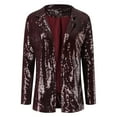 thumbnail image 5 of Women Sequins Sequin Jacket Casual Long Sleeve Glitter Party Shiny Lapel Coat Rave Outerwear Women S Vest Lightweight Coats for Women plus Size Women Winter Coats Heat Jacket Women Insulated Coat, 5 of 6