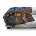 thumbnail image 3 of European Soft Flannel Fleece Blanket, Stockholm Scenic Night at City Hall Old Town Enchanted Town Sweden View, Cozy Plush for Indoor and Outdoor Use, 70" x 90", Blue Cinnamon Mauve, by Ambesonne, 3 of 6