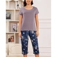 thumbnail image 2 of MyFav Women's Capri Pajama Sets Plus Size Sleepwear Top with Capri Pants 2 Piece Loungewear Set,2XL, 2 of 7