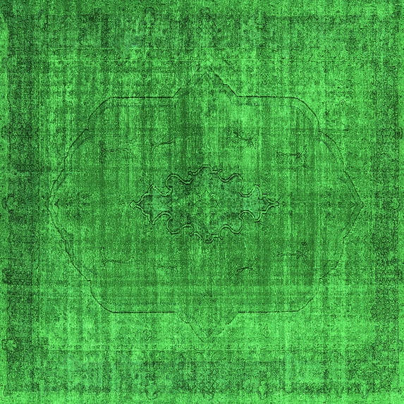 Ahgly Company Indoor Square Oriental Green Industrial Area Rugs, 3' Square