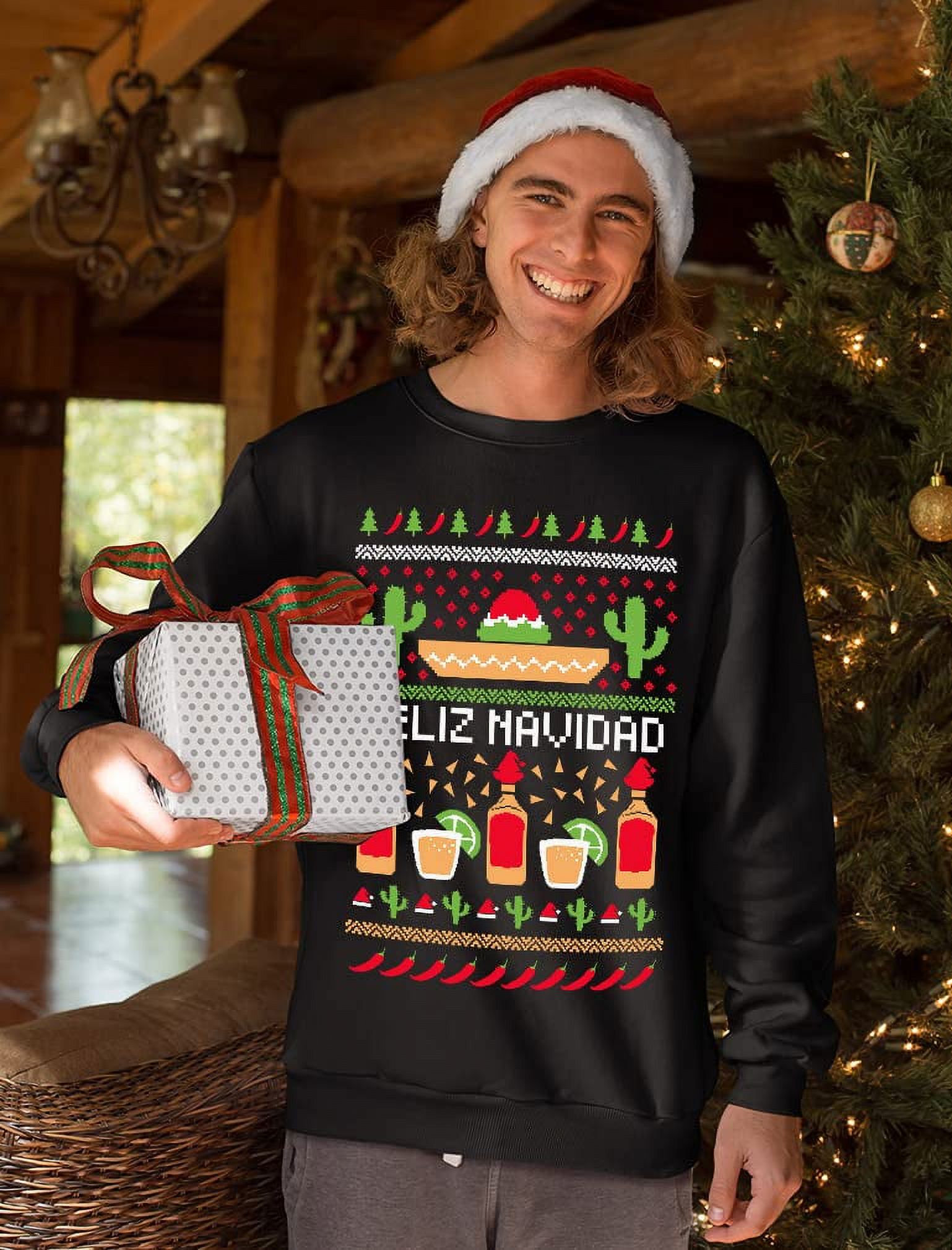 Tstars Mens Ugly Christmas Feliz Navidad Mexican Xmas Gift Christmas Gift Funny Humor Holiday Shirts Xmas Party Christmas Gifts for Him Sweatshirt. - image 4 of 6