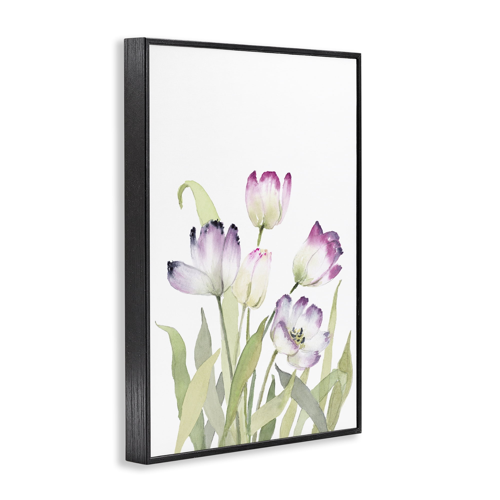 Stupell Industries Fresh Garden Tulips Botanical & Floral Painting Black Framed Art Print Wall Art, 12 x 18