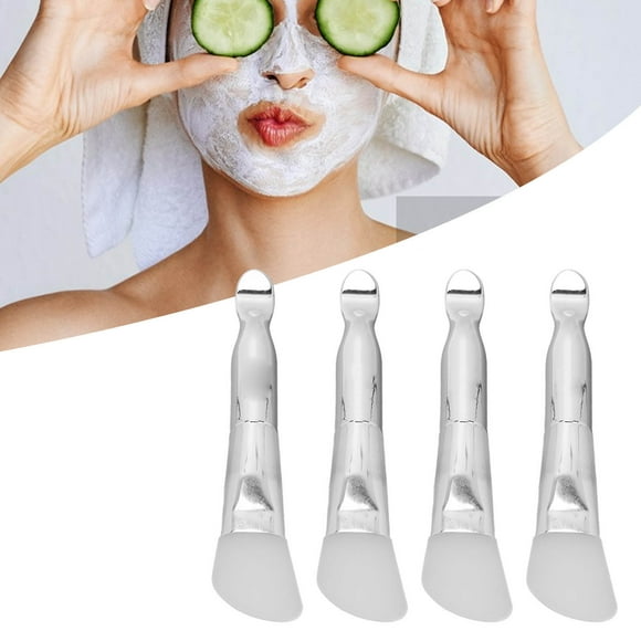 JUEGO DE CEPILLOS DE MÁSCARA Facial, de aluminio de Doble Finalización Facial de Silicona Pincel 4pcs Para El Hogar