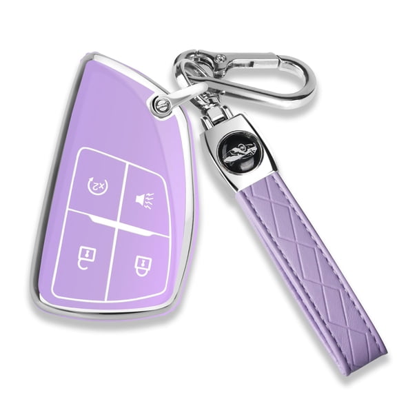 Premium Flexible TPU Key Fob Cover with Key Ring for Chevrolet Tahoe Suburban Equinox Traverse Buick Envision GMC Yukon Terrain Denali 6 Button Remote Protective Case with Soft Touch Finish and Durab