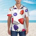 thumbnail image 4 of Juicy Berry Raspberry Hawaiian Shirts For Men, Summer Short-Sleeve Relaxed-Fit Button-Down Shirts Medium, 4 of 9
