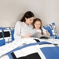 thumbnail image 5 of Manfei Blue White Abstract Bedding Comforter Set, Chic Minimalism Twin Comforter Sets, Teen Child Kid Adult Reversible Bedding Set, Lightweight Room Decor, 2-Piece, 5 of 8