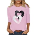 thumbnail image 2 of HaoXianJian Valentine's Day Shirt for Women Glitter Love Heart Printed T-Shirt Top 3/4 Sleeve Tee Crew Neck Casual Blouse Tops Size S-2X, 2 of 4