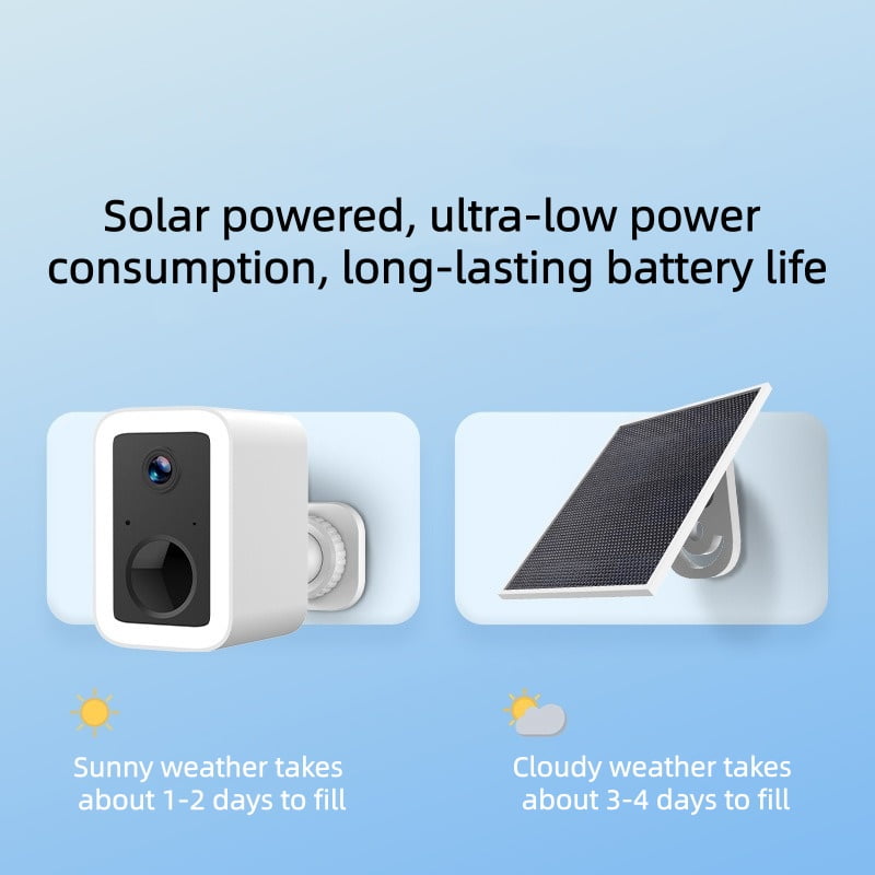Solar-Powered Wireless Security Camera with Rechargeable Battery, Alarm, 360° Pan/Tilt, Night Vision for Indoor/Outdoor Use