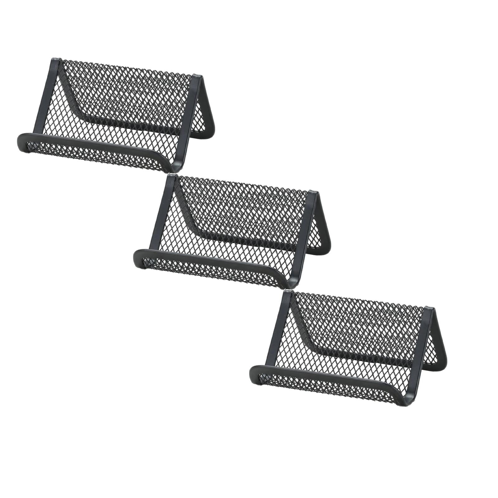 HonestMatter Business Card Holder for Desk Metal Mesh Display Rack Office Desktop Organizer for Card Storage Professional Networking Exhibition Meeting 4.7x3.9x3.1 Inch 3 PCS