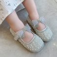thumbnail image 4 of Toddler Little Girl Dress Shoes - Girl's Bow Mary Jane Glitter Pearl Ballet Flats Party School Wedding, 4 of 10