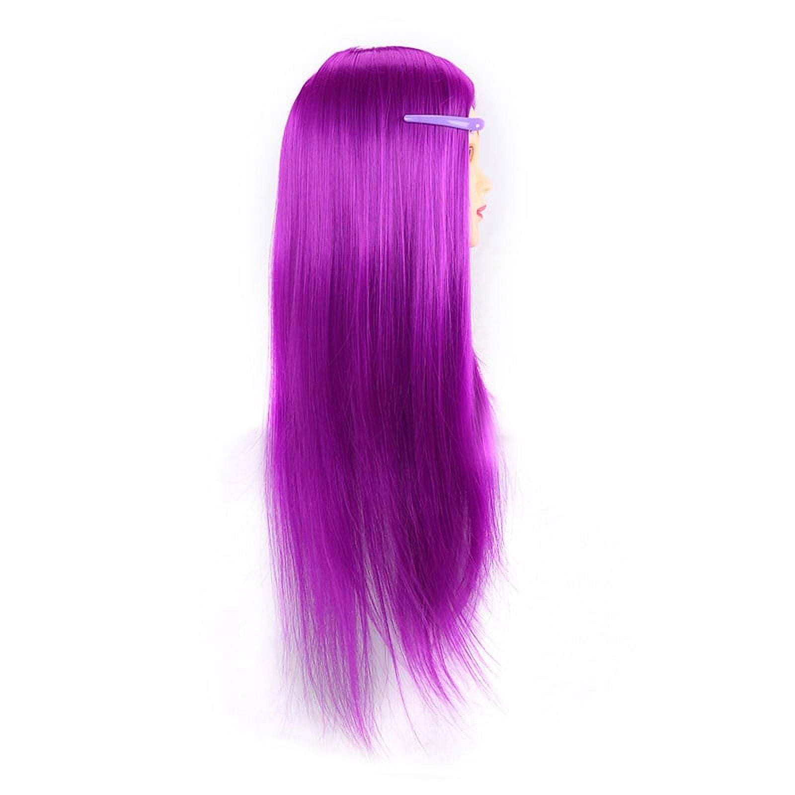 Cosmetology Mannequin Head with supper wave SYNTHETIC HAIR #purple color22"+ TABLE CLAMP