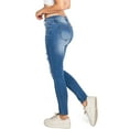 thumbnail image 3 of Machine Jeans Women's Juniors Mid Waist Distressed Skinny Jeans  (Blue Denim, 1), 3 of 5