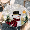thumbnail image 4 of Round Fitted Tablecloths with Elastic Edge Snowman Christmas Tree Oil-Proof Waterproof Wipeable Table Cover for Kitchen Dining Party Decor Winter Snowflake Table Clothes,36" - 44", 4 of 9