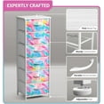 thumbnail image 4 of Sorbus 6-Drawer Fabric Dresser for Kids - Tall Storage Tower, Closet Organizer with Steel Frame & Wood Handles for Nursery, Playroom & Bedroom, Tie-Dye Rainbow, 4 of 6