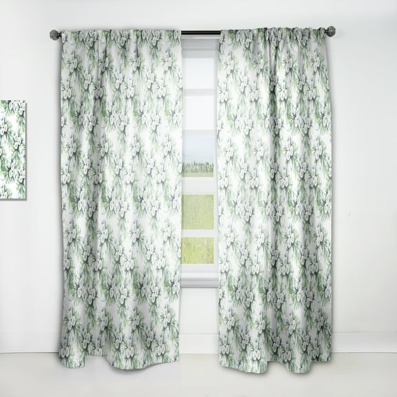 Designart 'Flowers With Green Leaves IX' Floral Curtain Panel