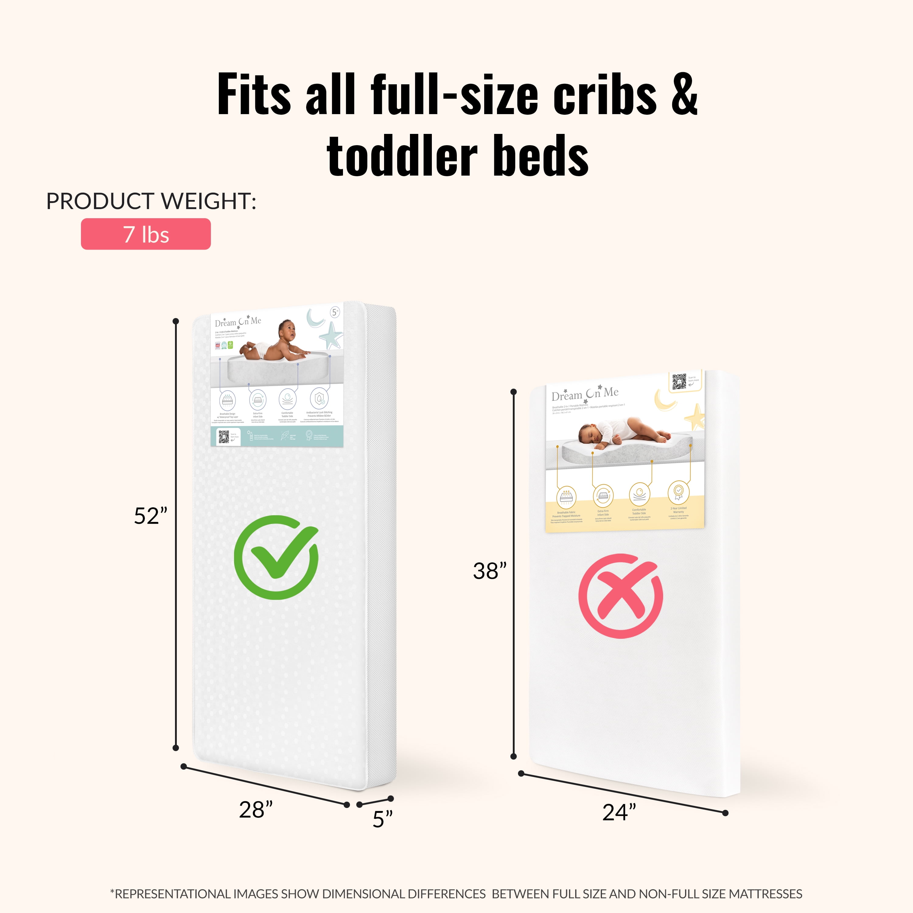 Dream on Me Breathable Orthopedic Firm Crib & Toddler Foam Mattress