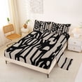 thumbnail image 2 of Erosebridal Brown Black Stripe Full Size Sheets,Modern Abstract Geometric Line Bed Sheets For Men Women 4-Piece, 2 of 6