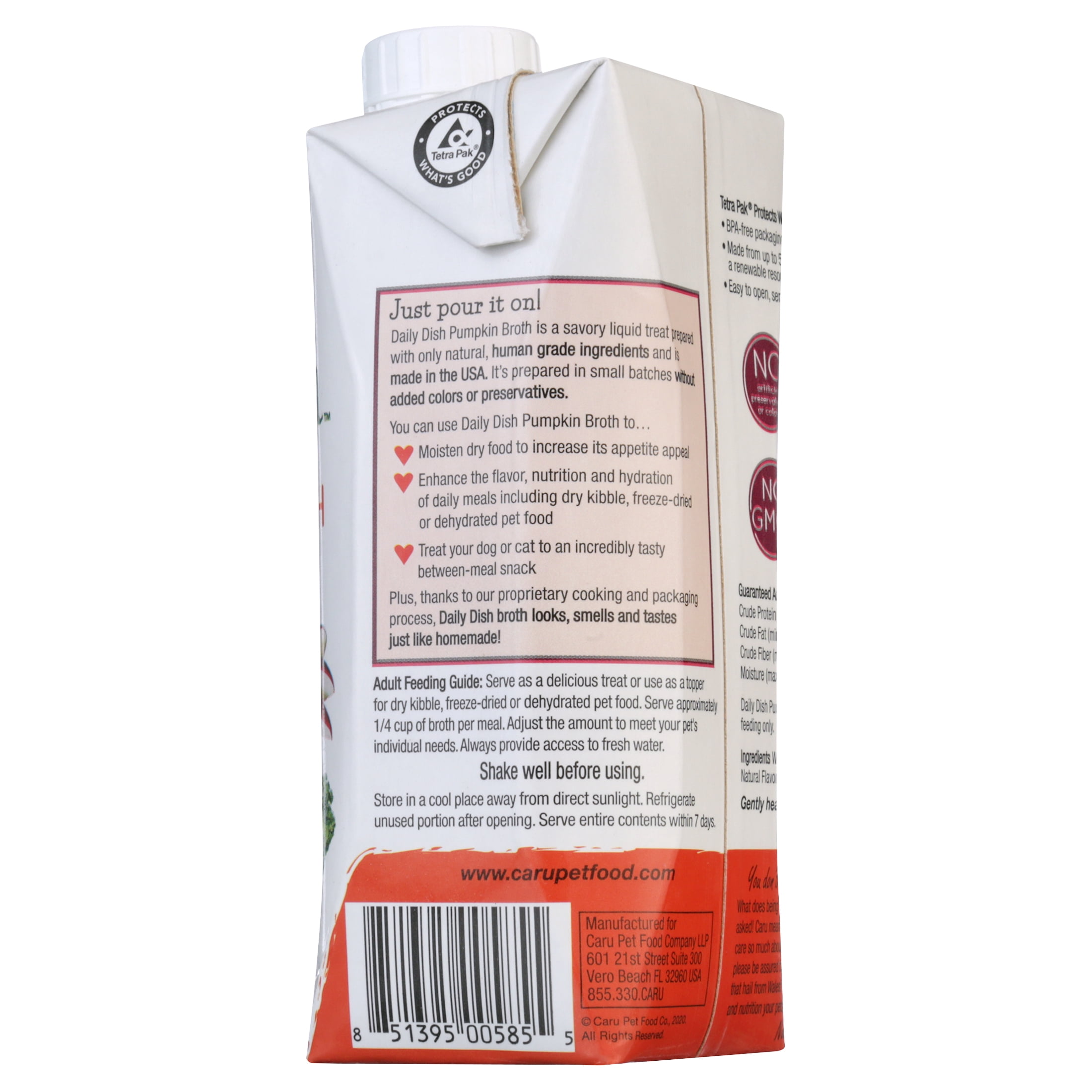 Caru Daily Dish Pumpkin Broth Meal Topper for Dogs and Cats - 1.1 lbs