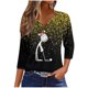 thumbnail image 2 of Puntoco Camiseta informal con cuello en V y botones con estampado navideño de moda para mujer, blusa holgada de manga 3/4, 2 of 5