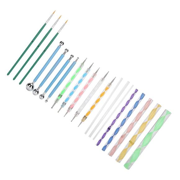 Tbest Mandala Dotting Kit, 20 Pcs Double Sided Dotting Tools Nail Brush Mandala Dotting Tool DIY Ball Stylus Acrylic Rods For Nail Art DIY And Nail Salon