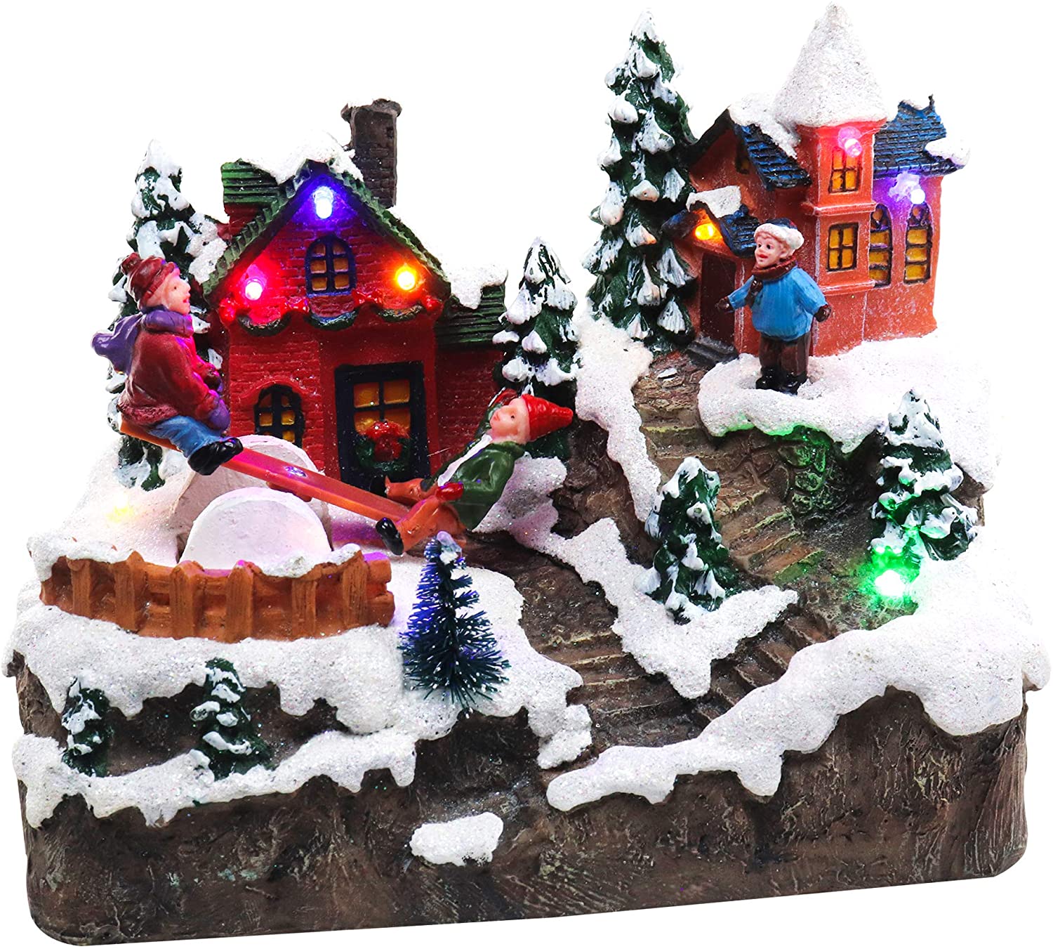 Lights4fun, Inc. Battery Operated LED Light Up Christmas Village