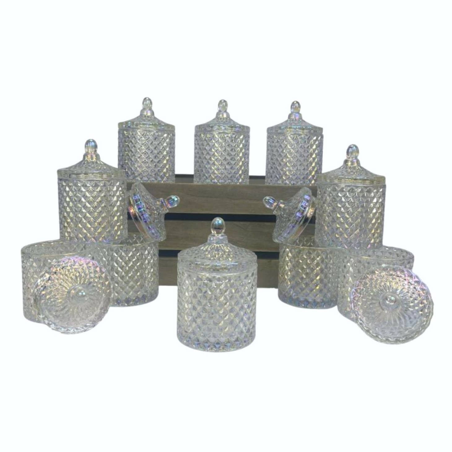 10 oz. France Clear Iridescent Empty Candle Making Jar Candle Vessels For DIY Candle-Making Projects (Box of 24) FREE SHIPPING