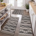 thumbnail image 2 of Black Geometric Diamond Striped Pattern Kitchen Rugs Sets Of 3,Kitchen Runner Rugs Non Skid Washable,Decorative Kitchen Floor Mats for Kitchen,Sink,Laundry,17"x30"+ 17"x47" + 17"x59", 2 of 6