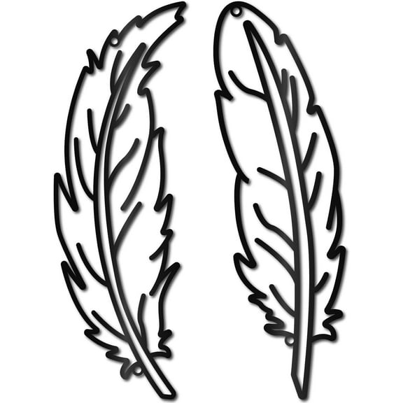 1 Set Feather Metal Wall Art Black Wall Decoration Wing Sculptures Wall Laser Cut Hanging Ornament Hollow Out Silhouette Metal Wall Sign for Bathroom Living Room Bedroom Garden Fence 12 x 4Inch