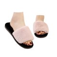 thumbnail image 3 of WOYY Women's Fuzzy Slippers Winter Open Toe Slide Slippers Indoor Non Flat Shoes, 3 of 8