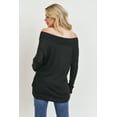 thumbnail image 3 of Off Shoulder Long Sleeve Maternity Solid Knit Tunic Top, 3 of 3