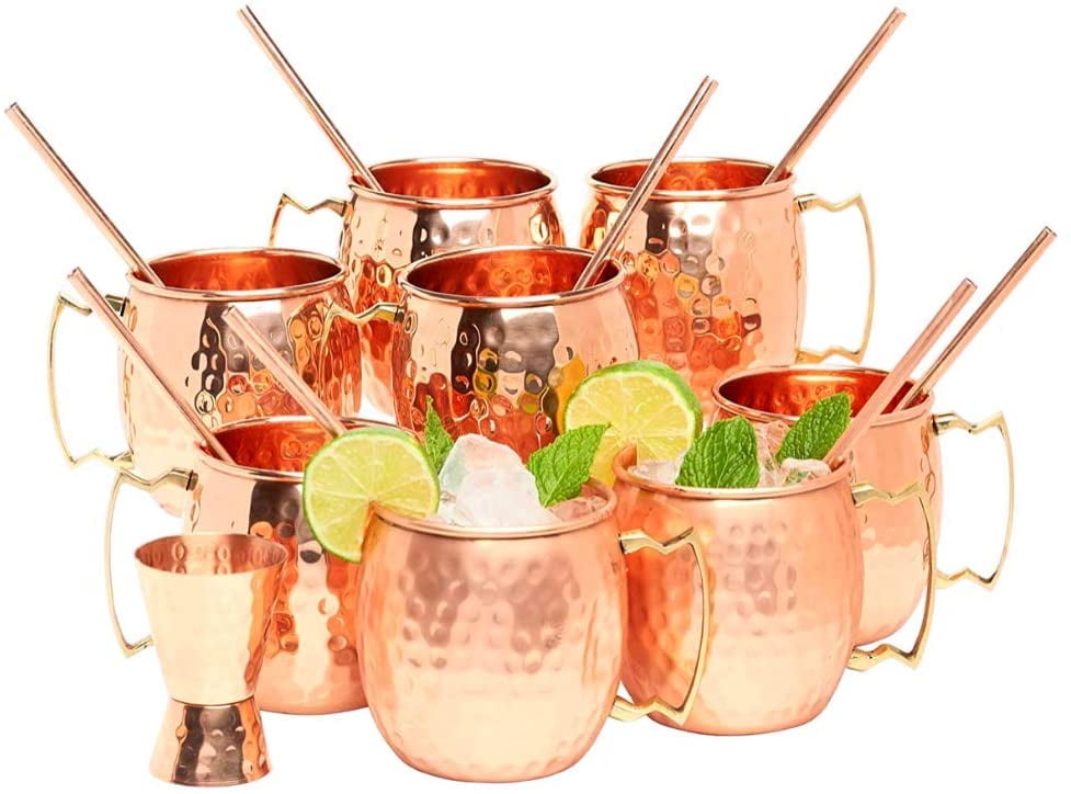 Pair of Hand Crafted Artisian Moscow Mule Mug PURE Copper 16 oz. 