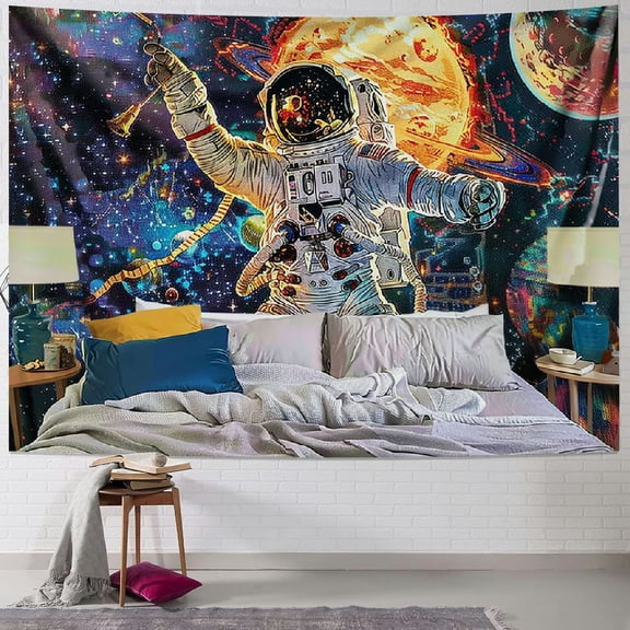 Trippy Astronaut Tapestry Blacklight Space Tapestry Posters For College Dorm,Cool Spaceman On Fantasy Universe Planets Galaxy Sky Tapestry Mens Guys Poster Tapestries For Bedroom Cool Room Decor.