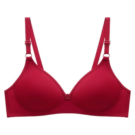 YHGFVOKJ Bras for Women Front Side Lace Edge without Steel Ring Convertible Racerback Movement Seamless Underwear Gathering Adjustment Yoga Sleep Large Bra Strapless Bra Push Up Red 34