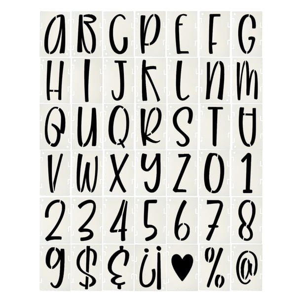 Plantillas de Letras y Números Uxcell de 3", 42 Piezas Rectangulares Interconectables Reutilizables para Pintar en Pared, Madera, Tela, Señalización, Estilo de Letras Mayúsculas