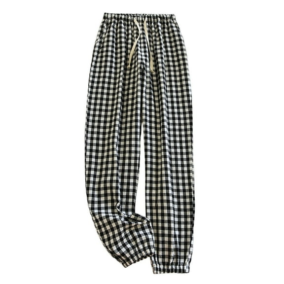 Landzoo Spring/Summer Checkered Pajama Pants Women's Pants Loose And Comfortable Large Size Outwear Home Furnishings Women's Cartoon Home Pants Casual Breathable Soft Women Pants