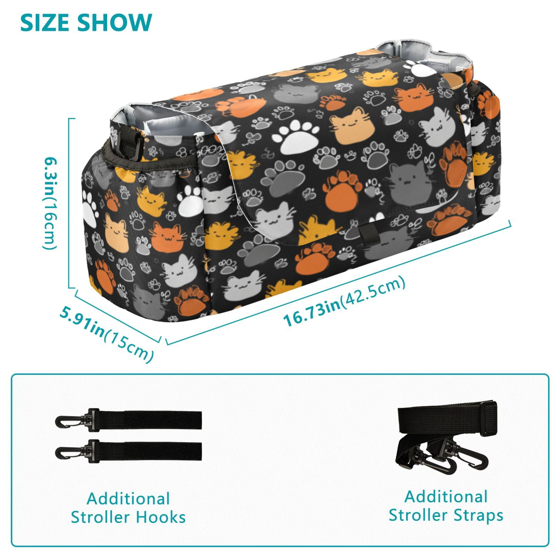 DIXRUYEE Stroller Organizer Whimsical Cat Paw Carnival Printed