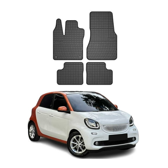 OMAC Floor Mats Liner for Smart Forfour 2014-2019 Black Rubber All-Weather 4 Pcs