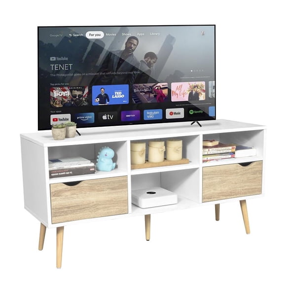 Mueble de TV Rack Top Living Nórdico Blanco y Café