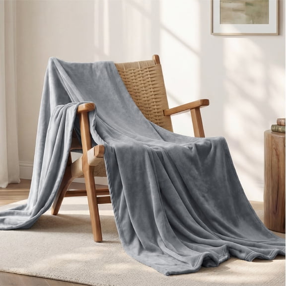 U by Bedsure Fleece Throw Blanket for Couch Grey, Lightweight Plush Fuzzy Cozy Soft Blankets and Throws for Sofa, 50x60 inches