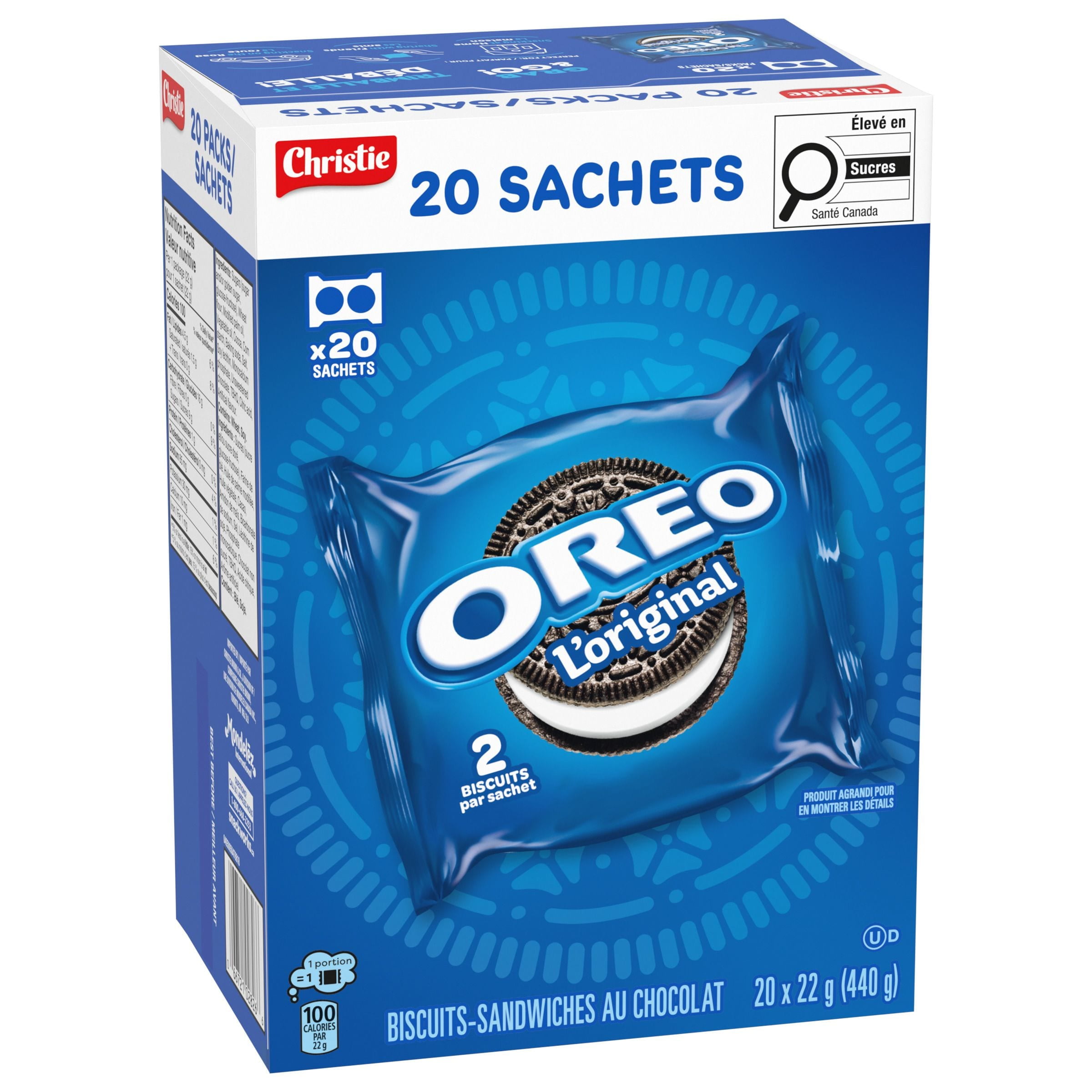OREO Chocolate Sandwich Cookies, 20 Original Snack Packs (individually wrapped), 40 Cookies, School Snacks, Lunch Snacks, Birthday Party, 440 g
